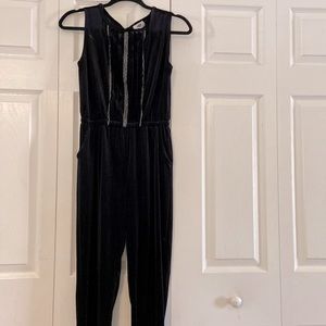 Beautiful very dark purple velvet jumpsuit.